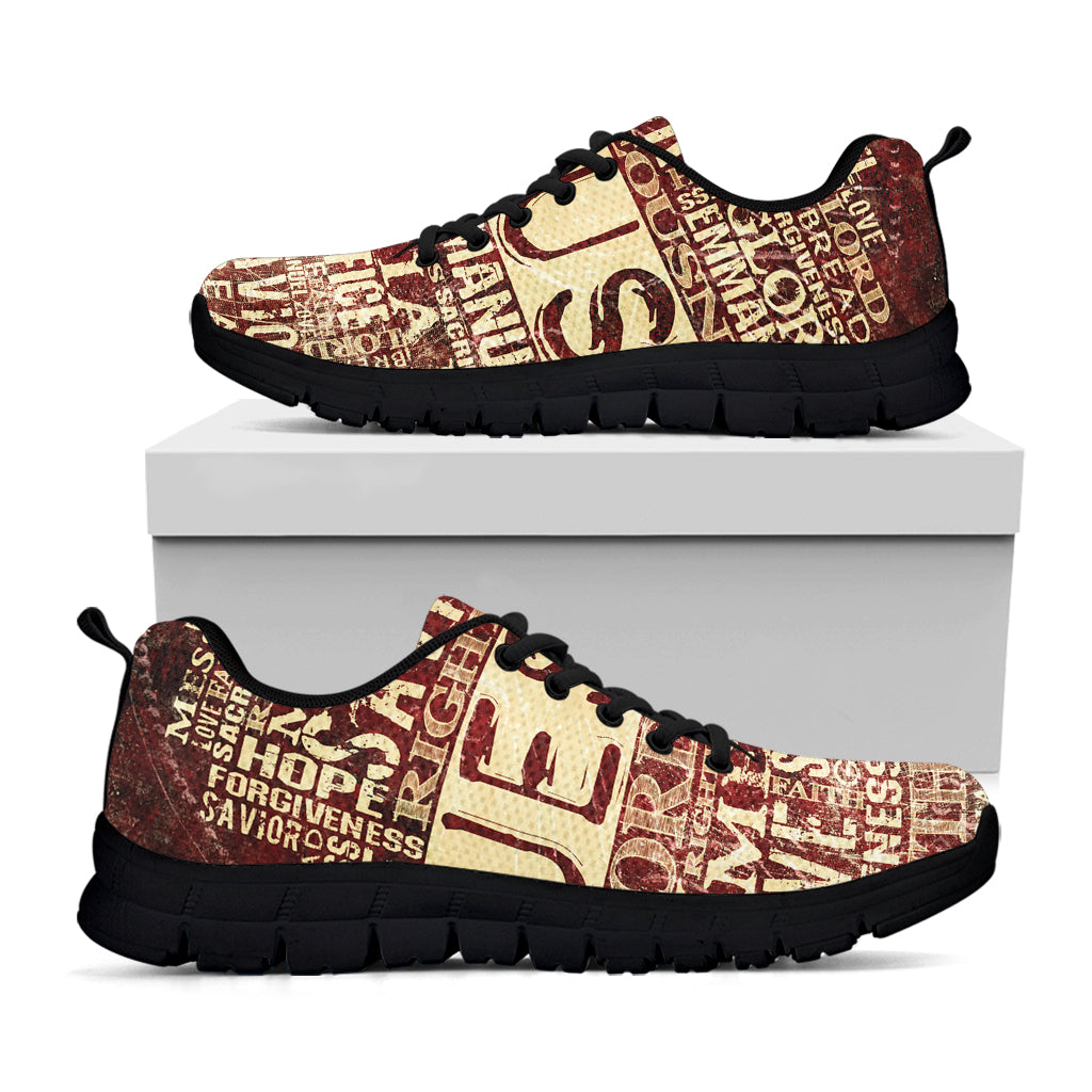 Jesus Religious Words Print Black Sneakers