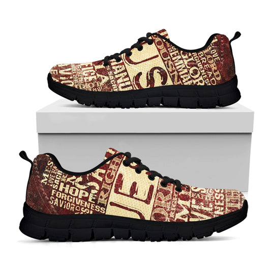 Jesus Religious Words Print Black Sneakers
