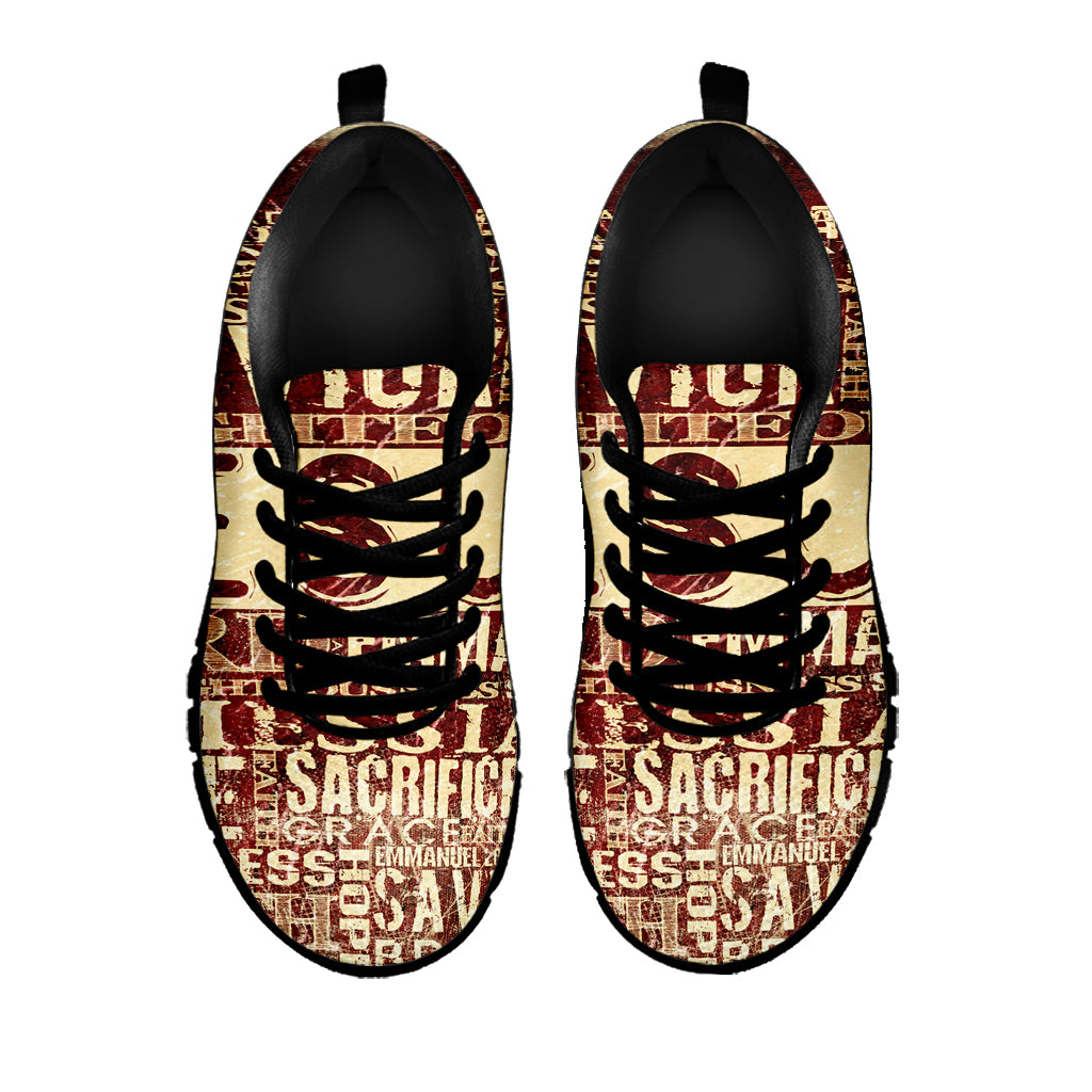Jesus Religious Words Print Black Sneakers