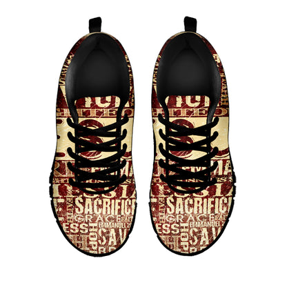 Jesus Religious Words Print Black Sneakers