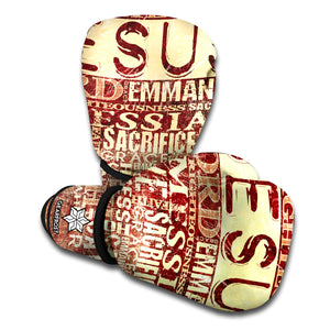 Jesus Religious Words Print Boxing Gloves