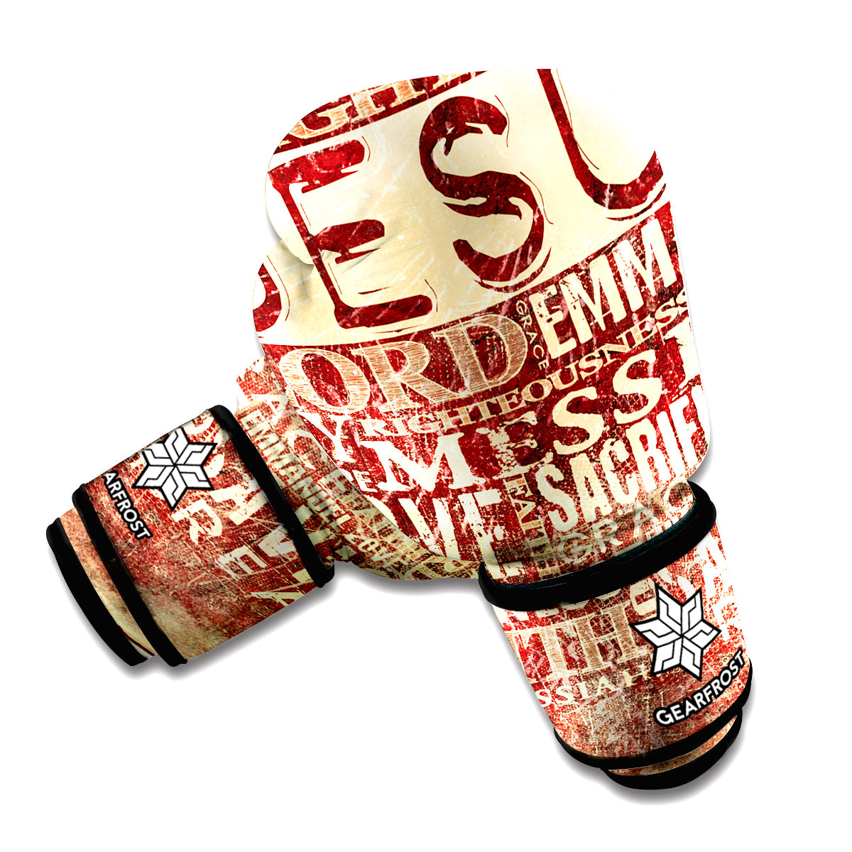 Jesus Religious Words Print Boxing Gloves