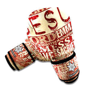 Jesus Religious Words Print Boxing Gloves