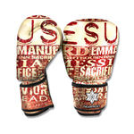 Jesus Religious Words Print Boxing Gloves