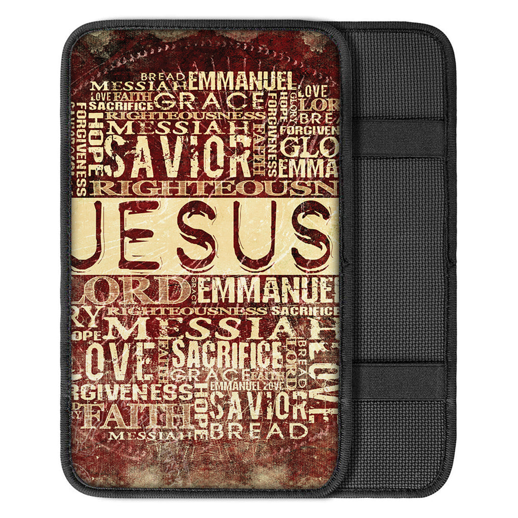 Jesus Religious Words Print Car Center Console Cover