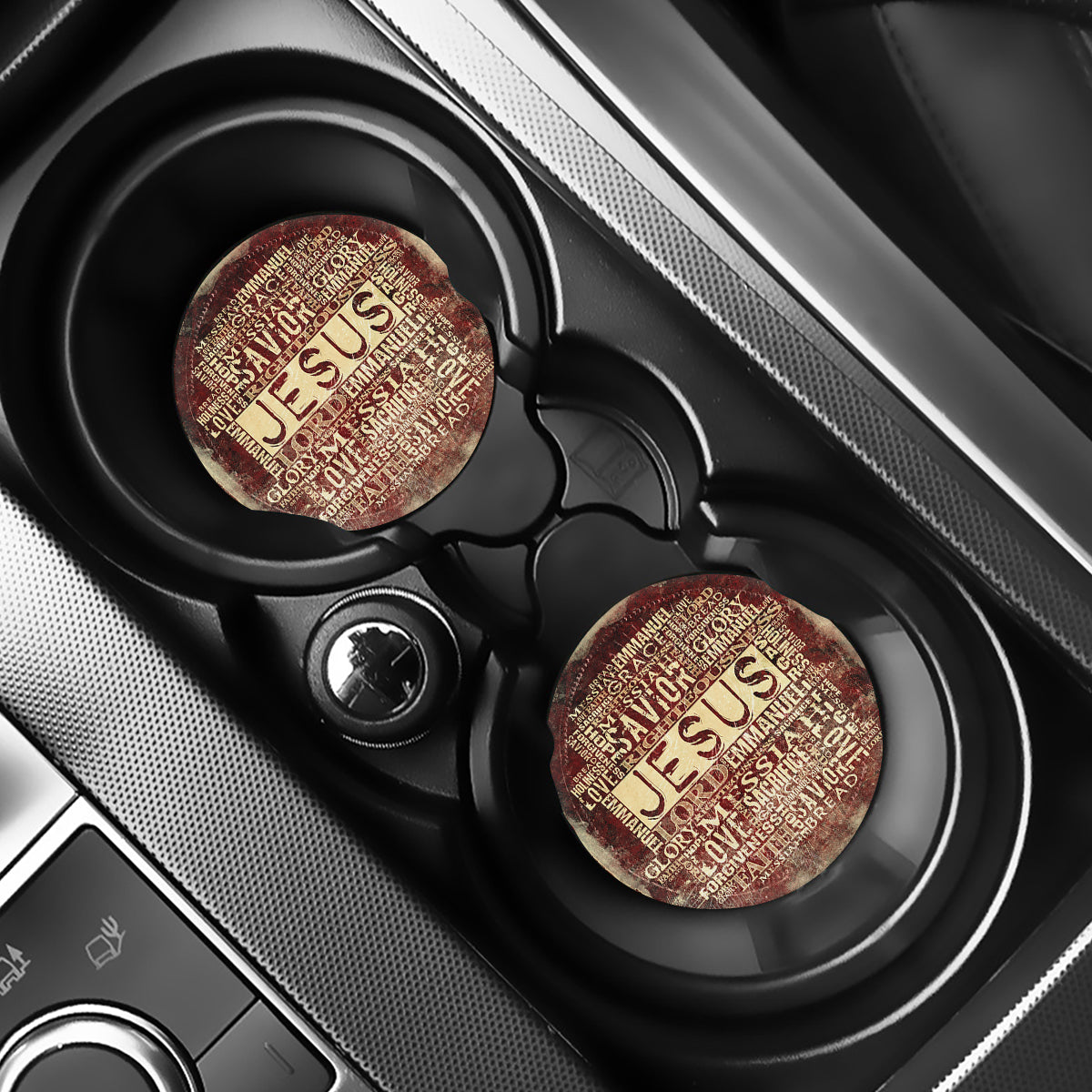 Jesus Religious Words Print Car Coasters