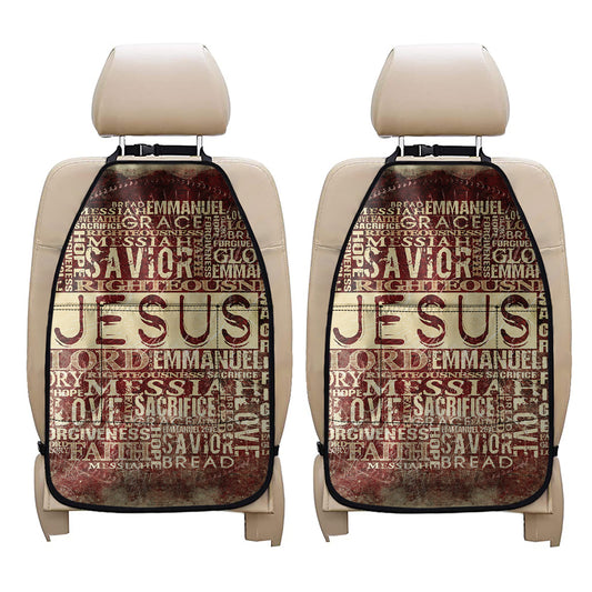 Jesus Religious Words Print Car Seat Organizers