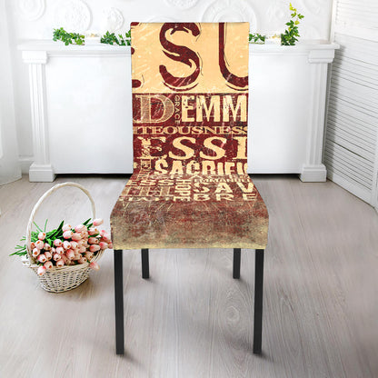Jesus Religious Words Print Dining Chair Slipcover