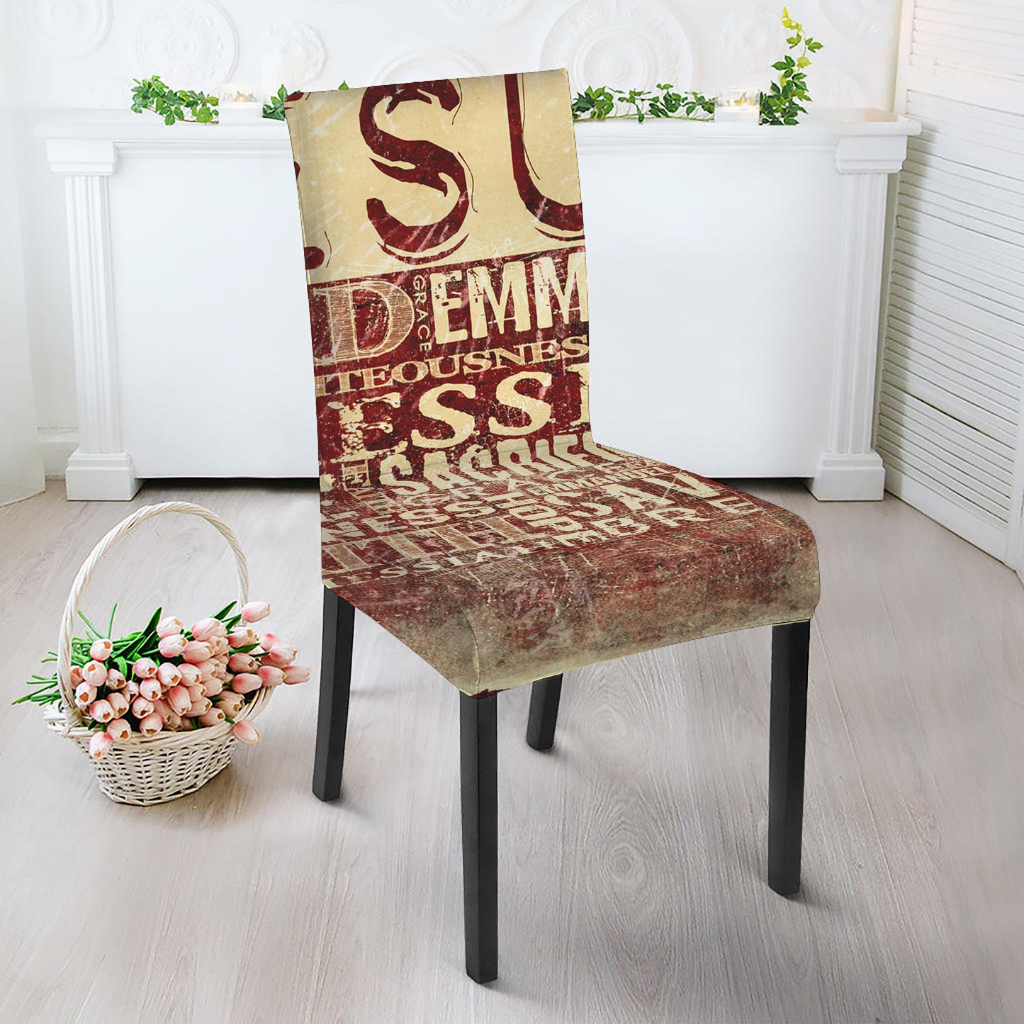 Jesus Religious Words Print Dining Chair Slipcover