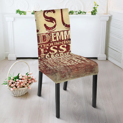 Jesus Religious Words Print Dining Chair Slipcover