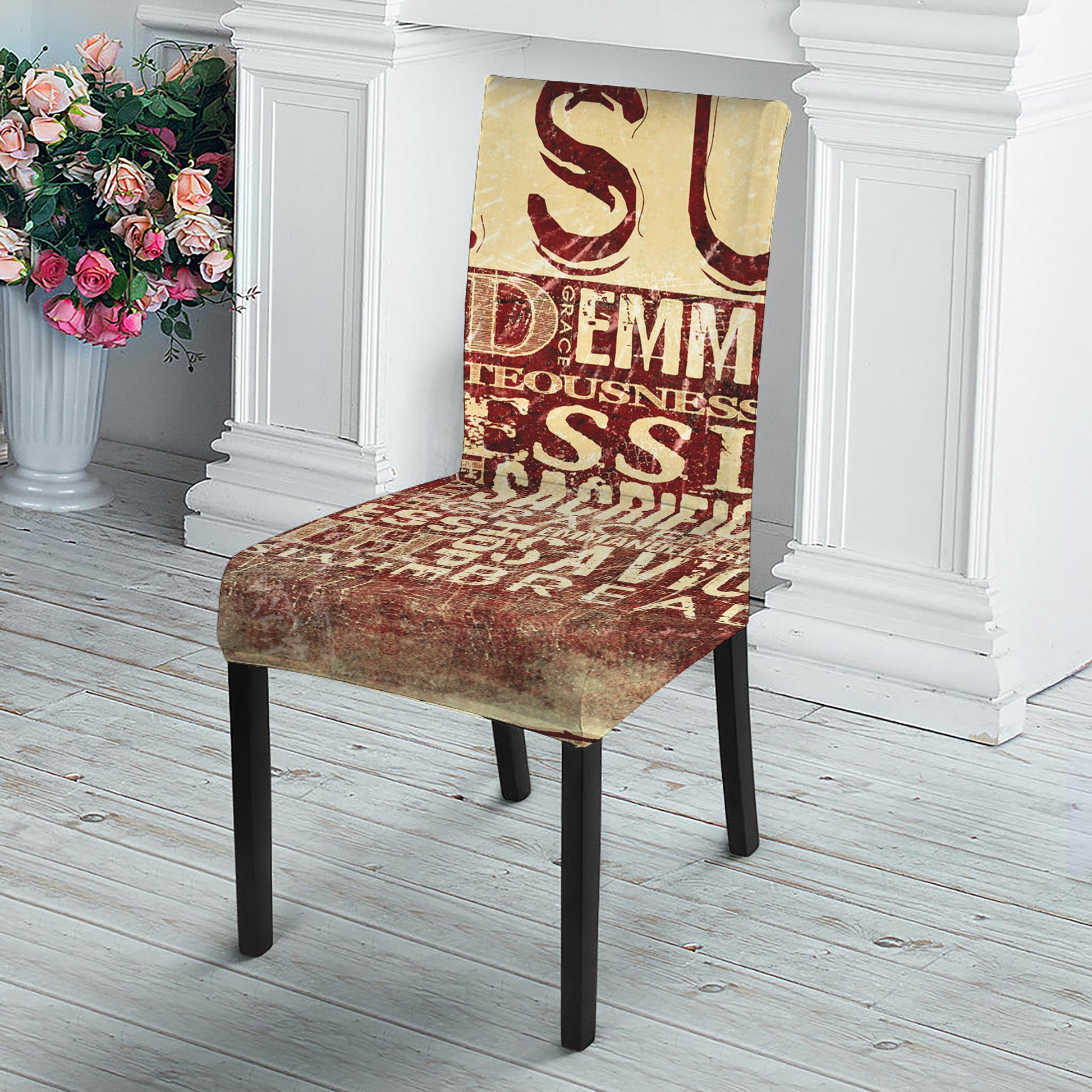 Jesus Religious Words Print Dining Chair Slipcover