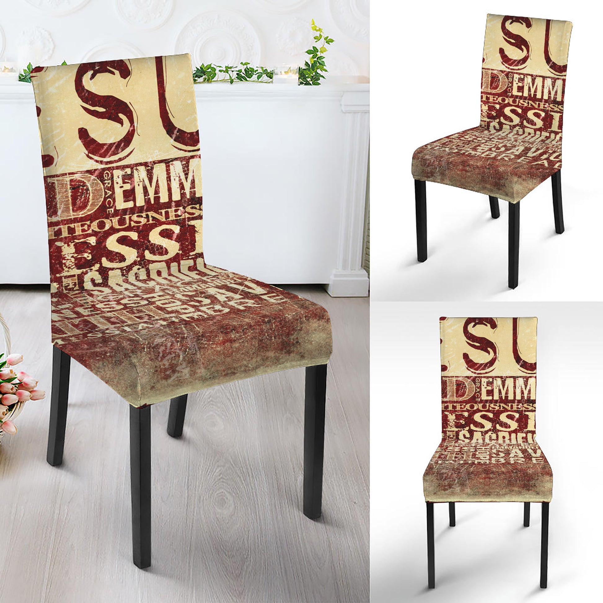 Jesus Religious Words Print Dining Chair Slipcover