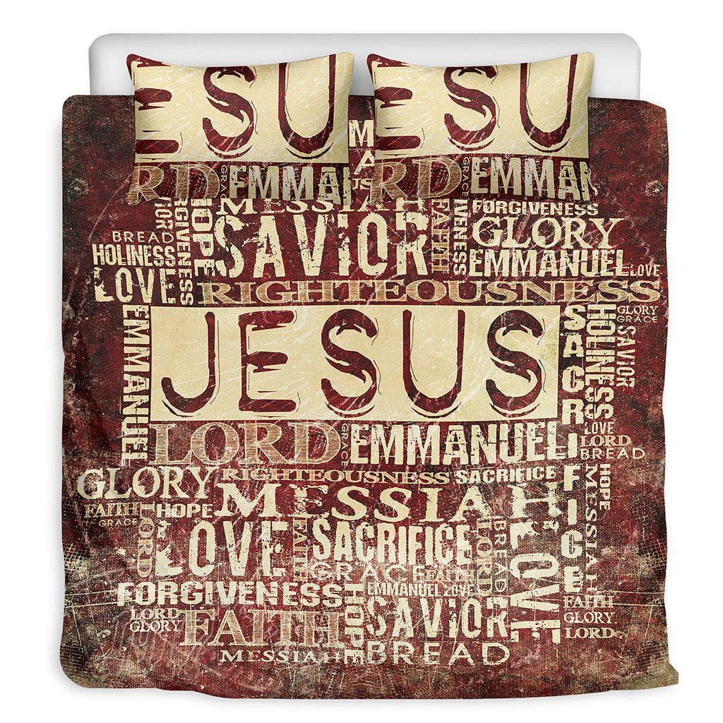 Jesus Religious Words Print Duvet Cover Bedding Set