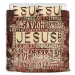 Jesus Religious Words Print Duvet Cover Bedding Set