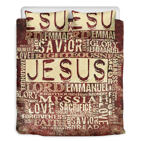 Jesus Religious Words Print Duvet Cover Bedding Set