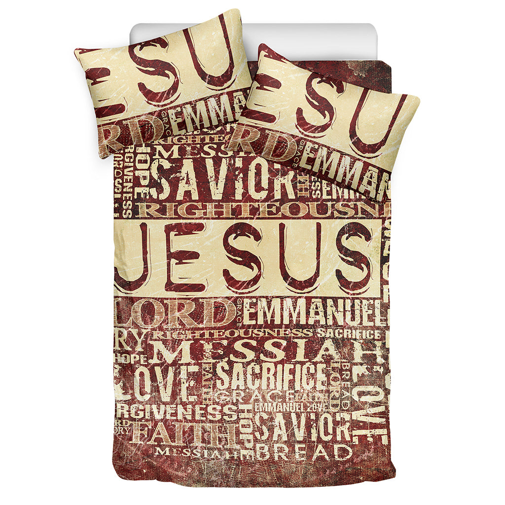 Jesus Religious Words Print Duvet Cover Bedding Set