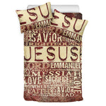 Jesus Religious Words Print Duvet Cover Bedding Set