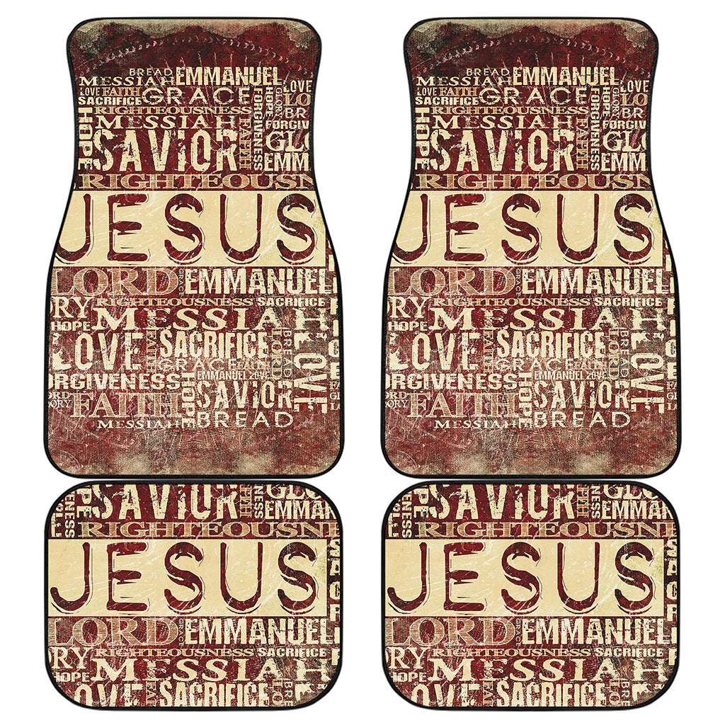 Jesus Religious Words Print Front and Back Car Floor Mats