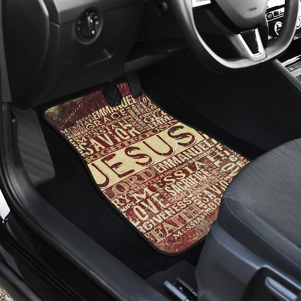 Jesus Religious Words Print Front and Back Car Floor Mats