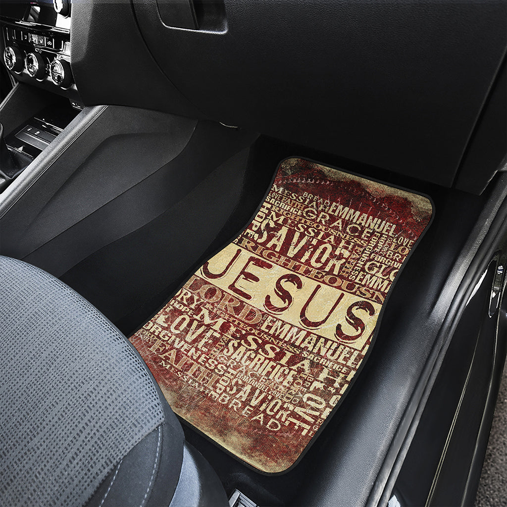 Jesus Religious Words Print Front and Back Car Floor Mats