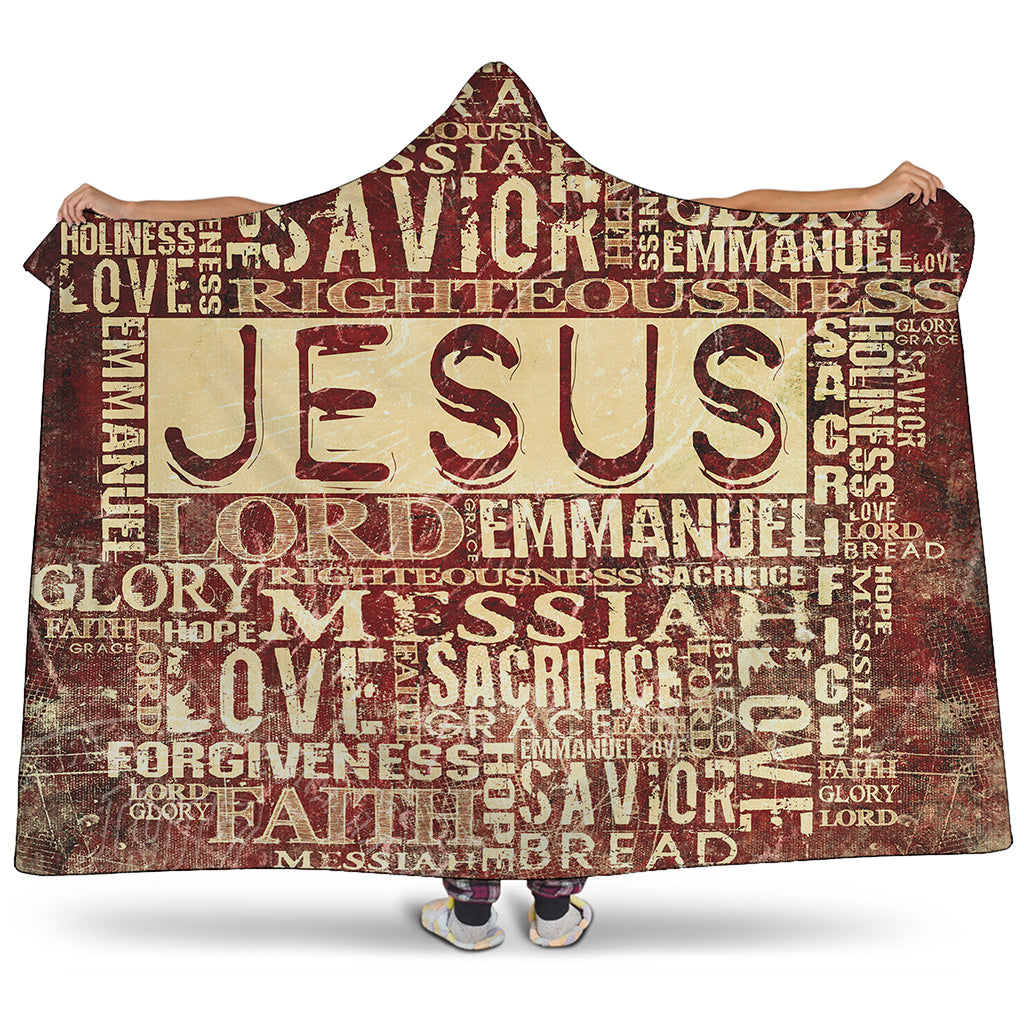 Jesus Religious Words Print Hooded Blanket