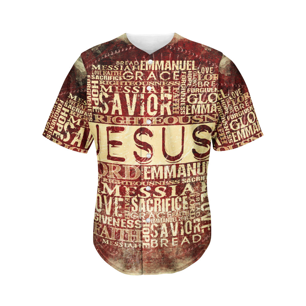 Jesus Religious Words Print Men's Baseball Jersey