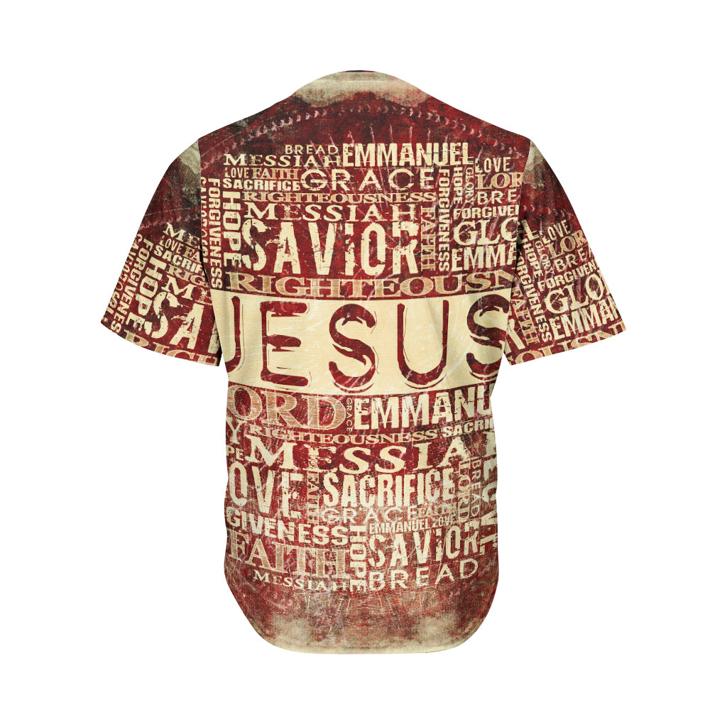 Jesus Religious Words Print Men's Baseball Jersey