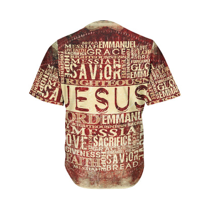 Jesus Religious Words Print Men's Baseball Jersey