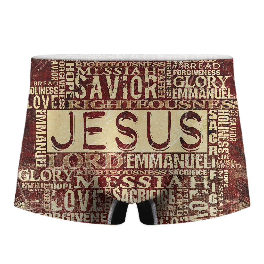 Jesus Religious Words Print Men's Boxer Briefs