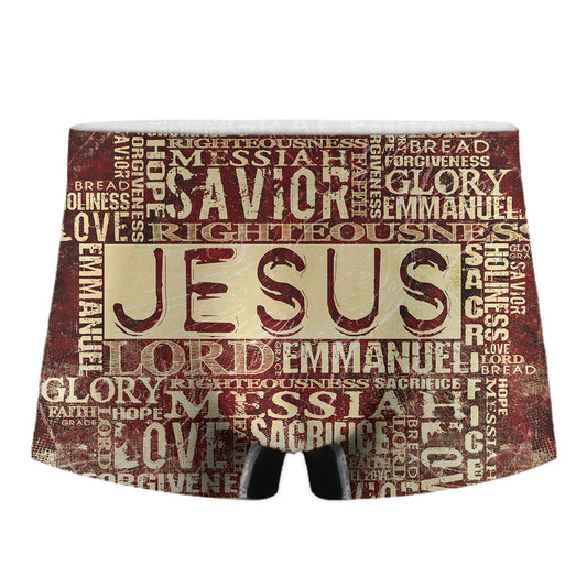 Jesus Religious Words Print Men's Boxer Briefs