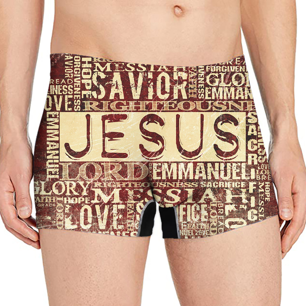 Jesus Religious Words Print Men's Boxer Briefs
