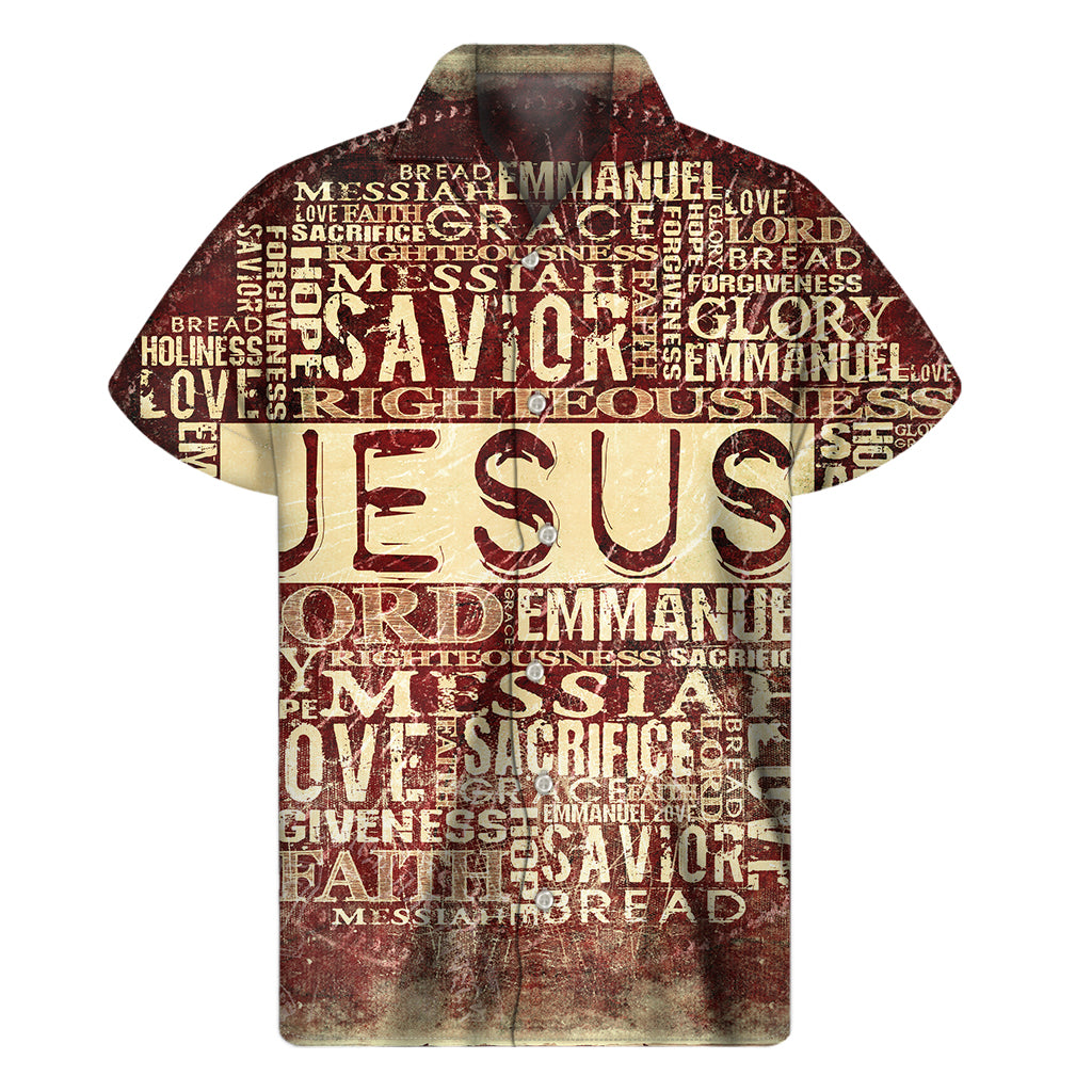 Jesus Religious Words Print Men's Short Sleeve Shirt