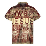 Jesus Religious Words Print Men's Short Sleeve Shirt