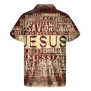 Jesus Religious Words Print Men's Short Sleeve Shirt