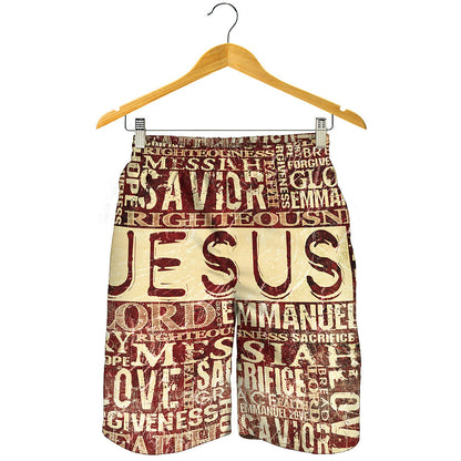 Jesus Religious Words Print Men's Shorts