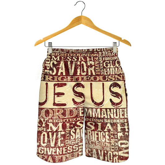 Jesus Religious Words Print Men's Shorts