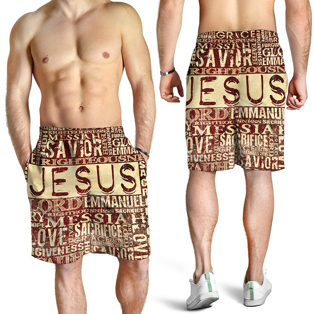 Jesus Religious Words Print Men's Shorts