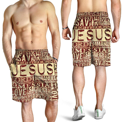 Jesus Religious Words Print Men's Shorts