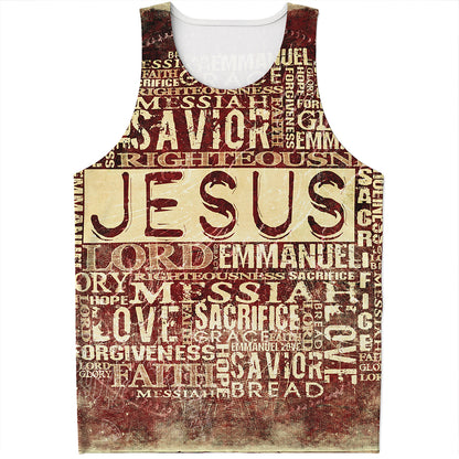 Jesus Religious Words Print Men's Tank Top