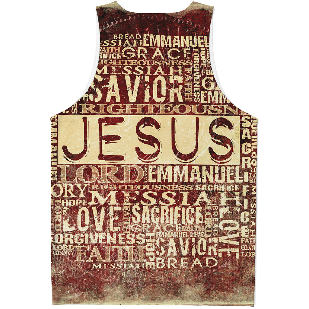 Jesus Religious Words Print Men's Tank Top