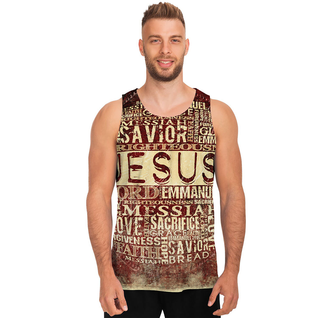 Jesus Religious Words Print Men's Tank Top