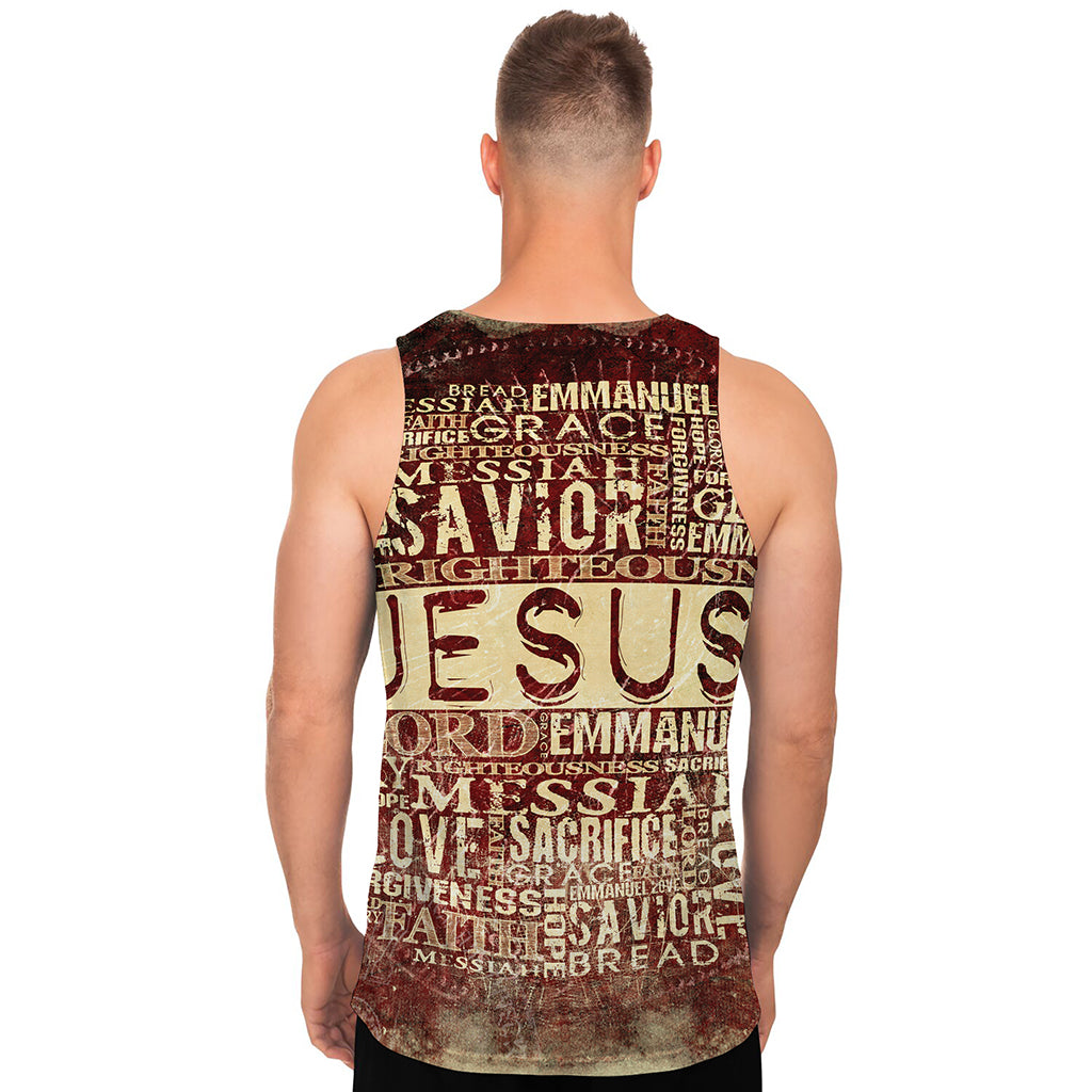 Jesus Religious Words Print Men's Tank Top