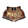 Jesus Religious Words Print Muay Thai Boxing Shorts