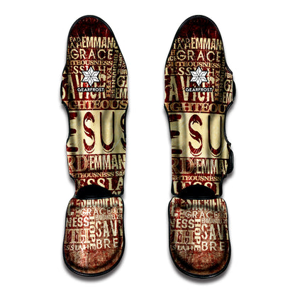 Jesus Religious Words Print Muay Thai Shin Guard