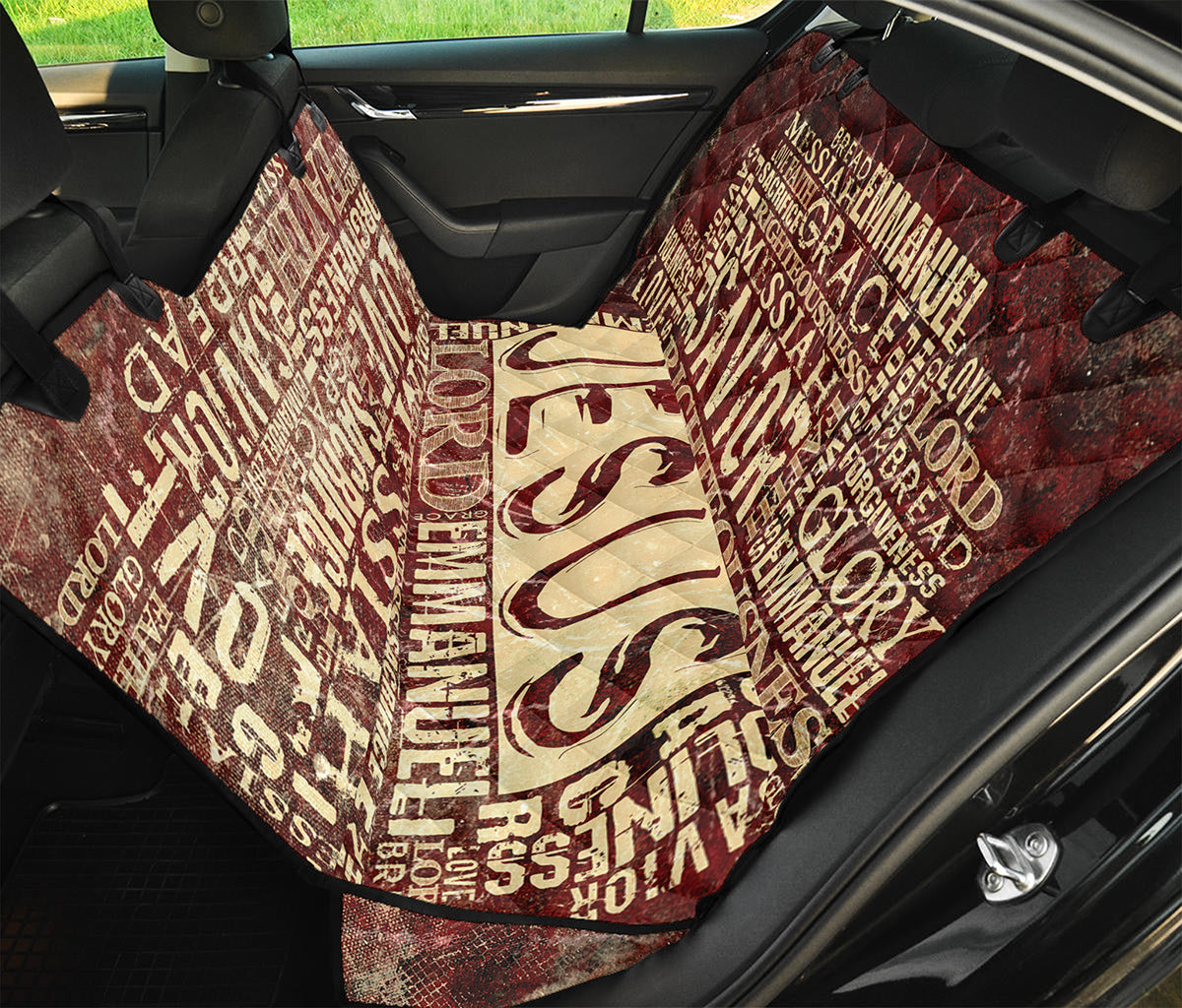 Jesus Religious Words Print Pet Car Back Seat Cover
