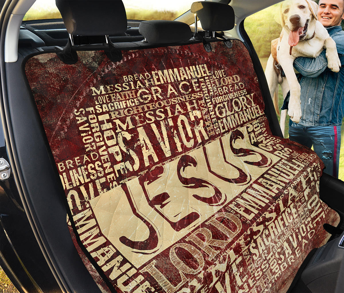 Jesus Religious Words Print Pet Car Back Seat Cover