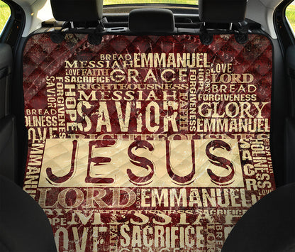 Jesus Religious Words Print Pet Car Back Seat Cover