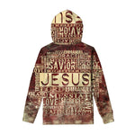 Jesus Religious Words Print Pullover Hoodie