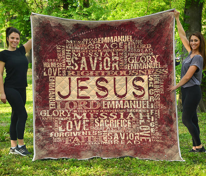 Jesus Religious Words Print Quilt