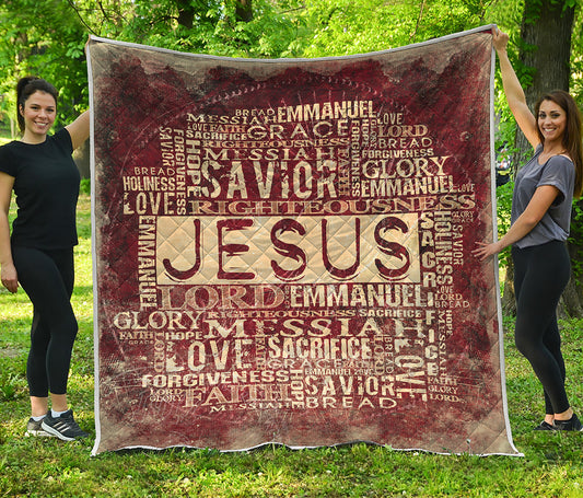 Jesus Religious Words Print Quilt